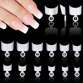 VETPW 600 Pieces Round Shape French False Nail Tips Set, Acrylic Fake Nail Tips, Artificial Nails, Art Tips for Women, DIY Nail Design, 12 Sizes (White)