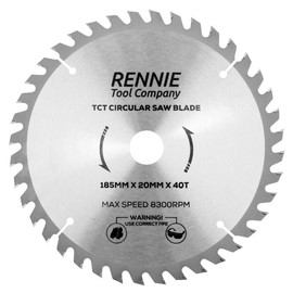 185mm x 20mm Bore x 40T TCT Saw Blade. 185mm Circular Saw Blade For Rough Cuts x 20mm Bore + 16mm Bore Reduction Rings Fits Evolution Bosch Makita Ryobi Dewalt Circular Saws Etc