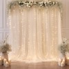10×10ft White Tulle Backdrop Curtain with Lights String for Parites,
