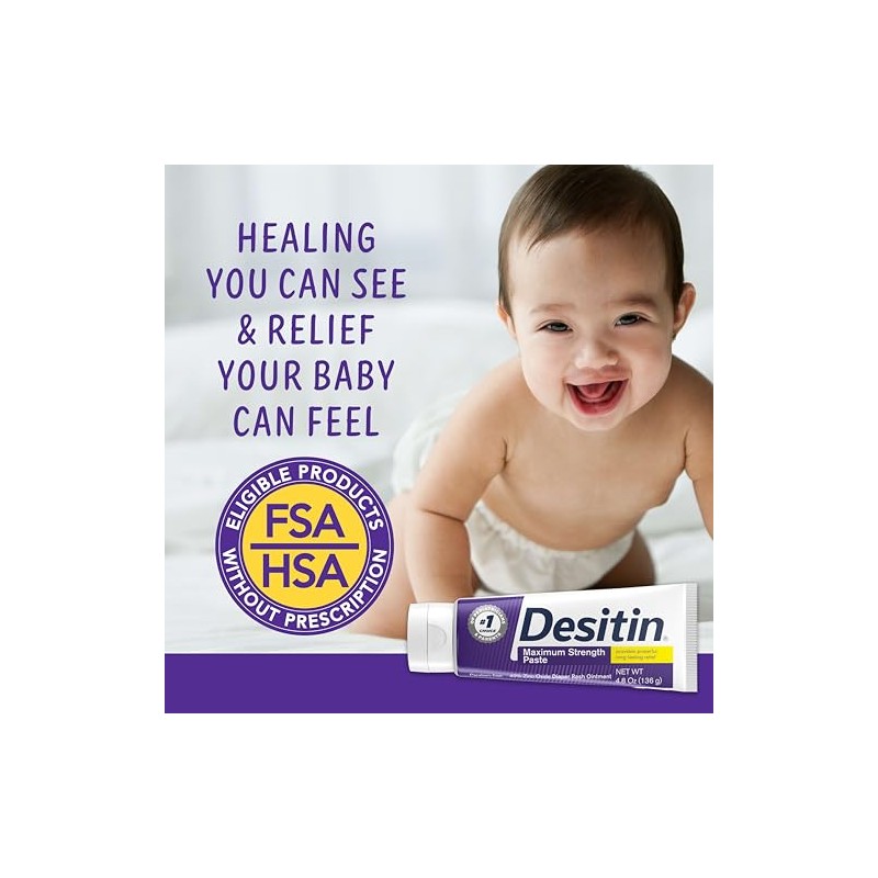 Desitin Maximum Strength Paste, 40% Zinc Oxide Paste, Diaper Rash