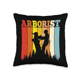 Arborist Tree Trimmer Climber Climbing Tree Retro Surgeon Throw Pillow