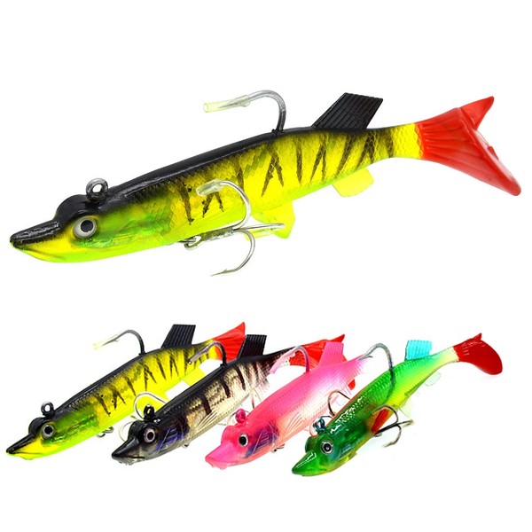 4 Pieces Soft Fishing Lures for Bass Lead Head Jigs