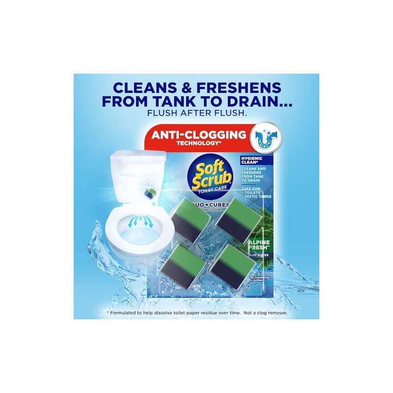 Soft Scrub In-Tank Toilet Cleaner Duo-Cubes, Alpine Fresh, 4Count