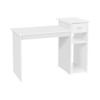 Topeakmart Small White Computer Desk with Drawers and Printer Shelves,