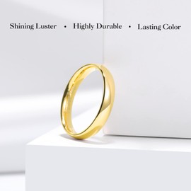 King Will BASIC 4mm Wedding Ring for Men Women Stainless Steel Wedding Band Laser I Love You Gold Plated High Polished Dome Style Ring 11.5