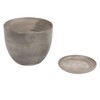 Dark concrete ceramic 16 cm planter with saucer, BARREL series