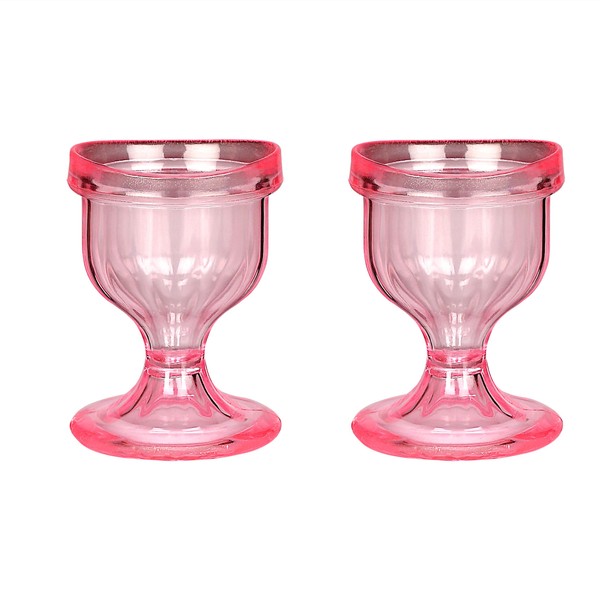 HealthGoodsin – Juego de vasos reutilizables para lavado de ojos, diseño curvado, juego de vasos de plástico grueso para limpieza de ojos (rosa)