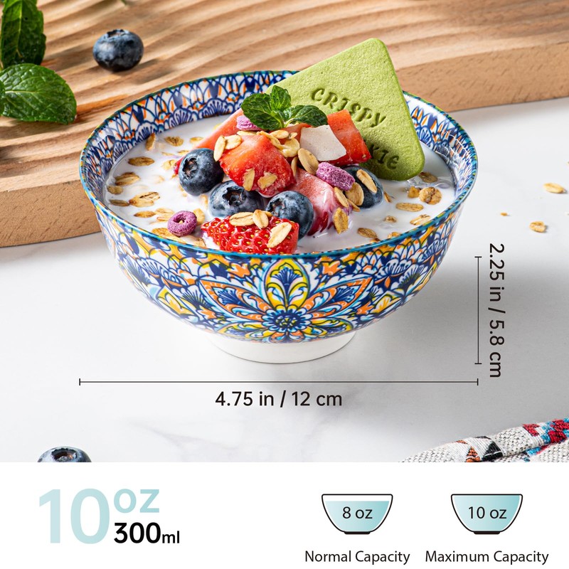 HENXFEN LEAD Small Dessert Bowls – 10 oz Boho Ceramic