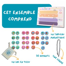 Tableau de Routine Magnétique Pour Enfant – en Français et Anglais – Renforcement Positif – Calendrier éducatif – Reward Chart for Kids - Pictogrammes - Chore Chart - Tableau récompense
