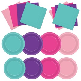 60Pcs Teal Blue Pink Purple Paper Plates and Napkins Puppy Dog Birthday Party Supplies Puppy Birthday Party Decorations Lets Pawty Tableware Set for Kids Boys Girls Baby Shower, Serves 20 Guests