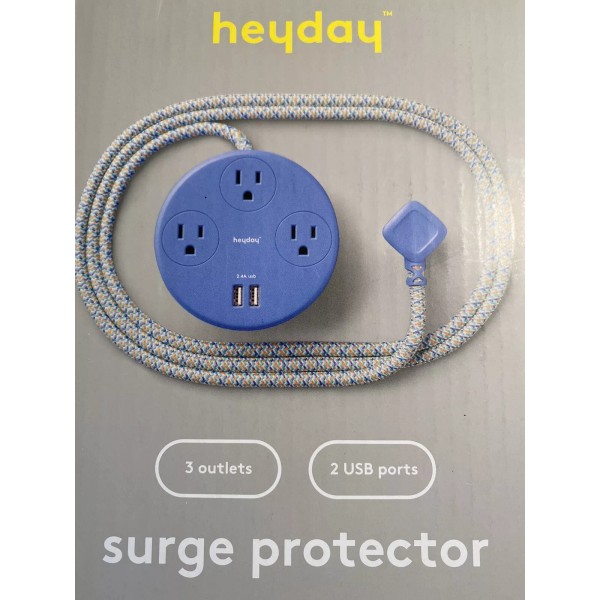 Heyday 3 Outlet Surge Protector With 2 Usb Port Hub