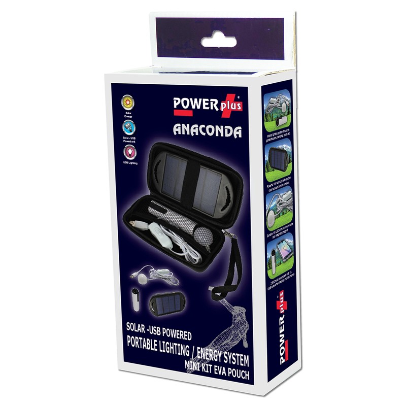 POWERplus Anaconda Solar Light/Energy Kit, Texture, Black