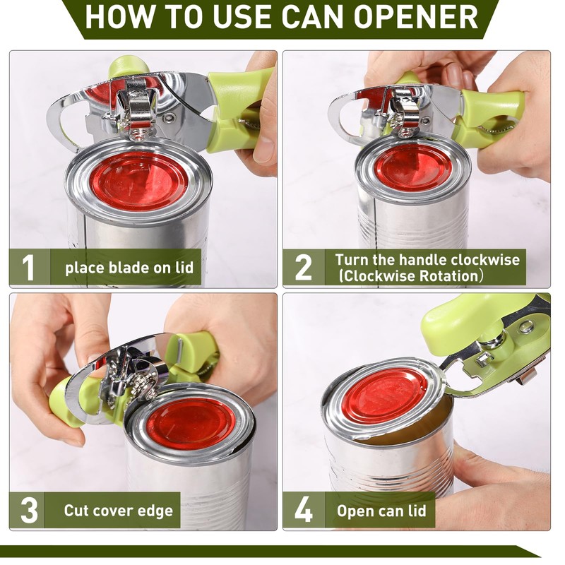 Tin Opener, Lychico 4-in-1 Can Opener Handheld Heavy Duty Stainless