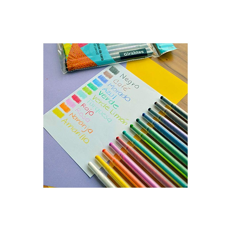 Barrilito 12CTW Lápices de Cera Girables, 12 Colores