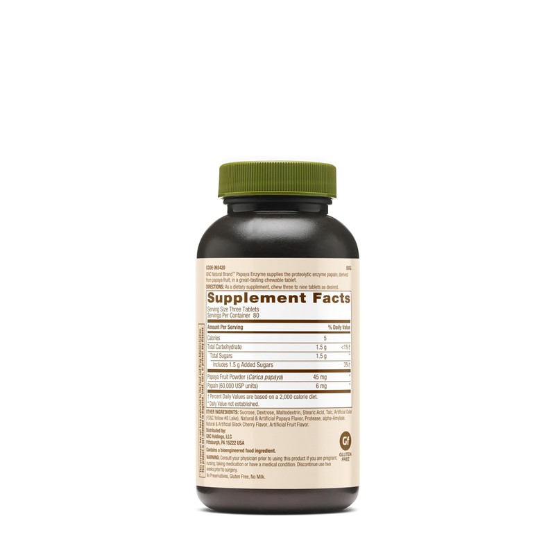 GNC Natural Brand Papaya Enzyme, 240 Tablets, Supports Healthy Digestive