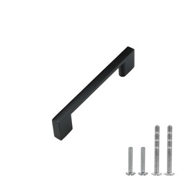 Modket 10 Pack Euro Slim Cabinet Handle Pull Solid Aluminum — 4-3/4" Overall Length, 3-3/4" (96mm) Hole Center, Matte Black
