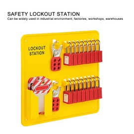 Lockout Tagout Station, Wall Mounted Engineering plastic PP Lock Out Tag Out Board with Lap Lock tag and Padlock Positions Lockout Management Station