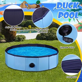 Mity rain Duck Pool, Collapsible Bath Tub for Duck Cooling, High Density Board Pool for Ducks Dogs Cats Kids Swimming 31.5in * 7.8in