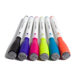 U Brands Low Odor Magnetic Dry Erase Markers With Erasers, Medium Point, Assorted Colors, 6-Count - 520U06-24