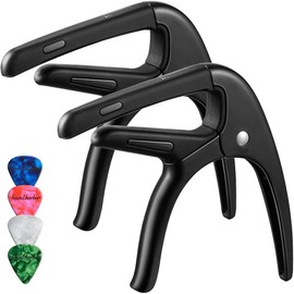 Guitar Capo, Black Capo, Pick Holder on Capo for Acoustic Electric Guitar,Ukulele,Mandolin,Banjo (Black) - Color: B-2PackBlack capo, Size: TC-Capo