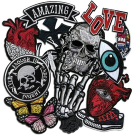 Dark Embroidered Applique Iron On Patches for Backpacks, Rock Band Patches for Jackets, Cool Sew Patch for Clothing, Jeans, Hats, DIY Accessories (Dark7 15 Pcs)
