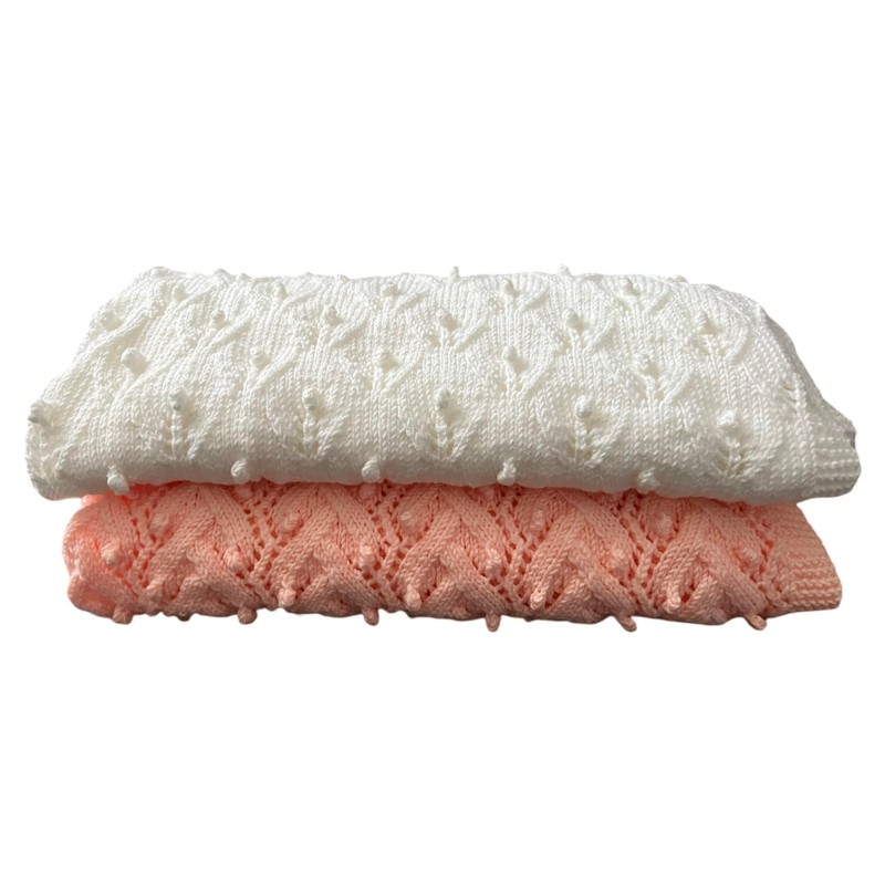 Knitting Patterns for Baby Blankets x 2, Budding Flowers &