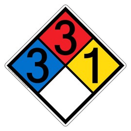 ComplianceSigns.com NFPA 704 3-3-1-0 Hazard Diamond Placard Label Decal, 12x12 in. Vinyl for Hazmat Emergency Response Identification