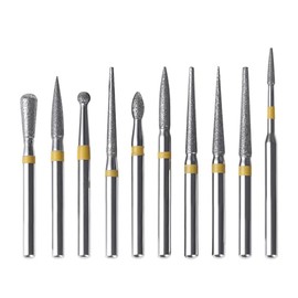 Juego de Fresas de Diamante 10pcs de Alta Velocidad para Pulido de Resina Compuesta Dental, Grano Extrafino,Accesorios de Lijado FG-105