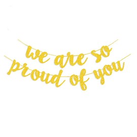 Graduation Decorations 2024 Banners Garland, Gold Glitter We are So Proud of You Graduation Banners Garland for Graduation Party Supplies, School, Home, Car Decorations