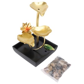 Tabletop Waterfall Fountain 3 Tier Lotus Leaf LED Light Circulating Flowing Water Adjustable Indoor Desk Water Fountain for Home Bedroom Office