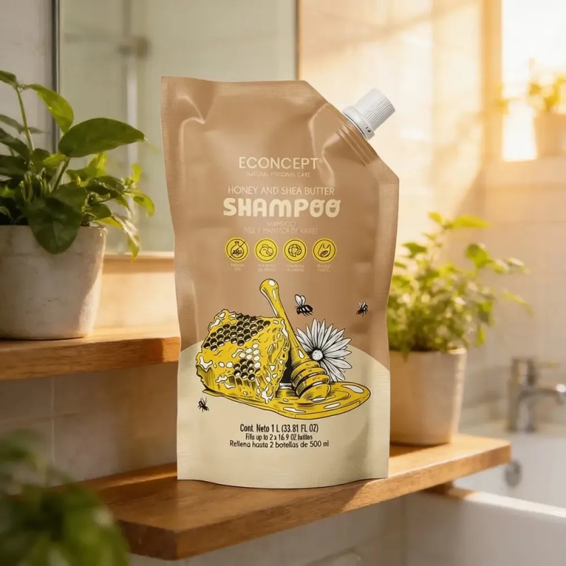 Shampoo Econcept Miel Y Manteca De Karité Refill 1l