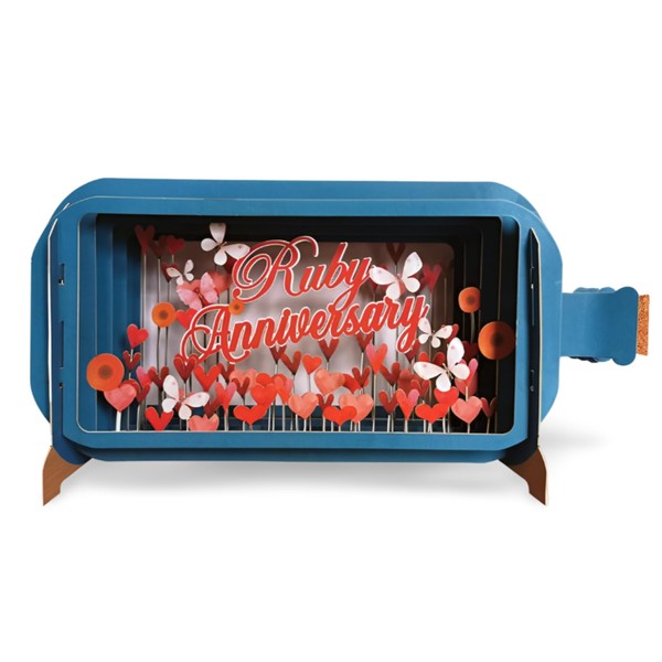 Message in A Bottle Ruby 40th Anniversary Hearts Greeting Card