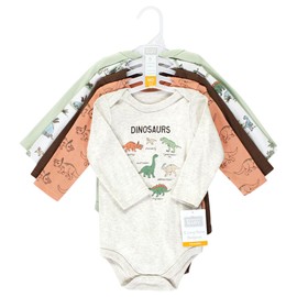 Hudson Baby Unisex Baby Cotton Long-Sleeve Bodysuits, Dinosaur Adventures 5-Pack, 6-9 Months