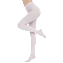 CozyWow 80D Semi Opaque Tights for Women Soft & Elastic Women's Stockings High Waist Pantyhose & Coloured Tights White-M