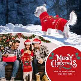 PETCARE Dog Christmas Sweater Red Ugly Funny Cute Cartoon Reindeer Cat Sweaters Jumper Holiday Dog Clothes Puppy Sweaters for Small Medium Large Dogs Fall Winter Outfits Xmas Dogs Costume,Large