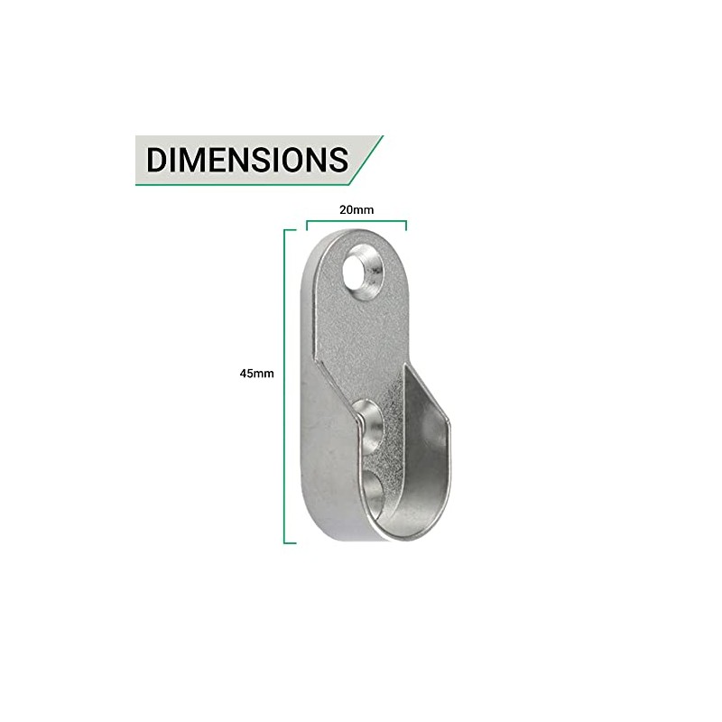 Wardrobe Rail End Socket Suit 32 x 16mmn Oval Rail