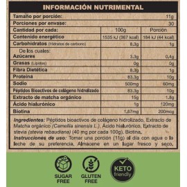 Pptidos de Colgeno Hidrolizado Freya con Matcha y Biotina 330g 30 Porciones                                                                           