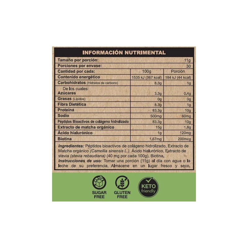Pptidos de Colgeno Hidrolizado Freya con Matcha y Biotina 330g
