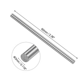 sourcing map 20pcs Round Steel Metal Rods, 3mm x 60mm High Speed Steel (HSS) Lathe Bar Stock Tool, for Shaft Gear Drill Lathes Boring Machine Turning Miniature DIY Craft