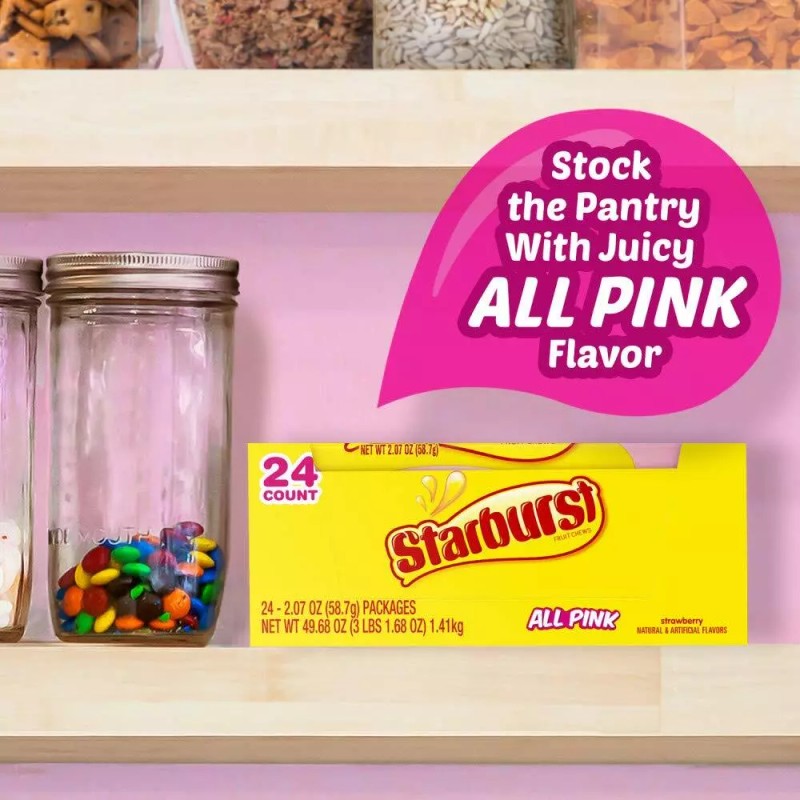 STARBURST All Pink Fruit Chews Candy Bulk Pack 24 Count