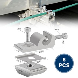 Solar Panel Grounding Clamp Grounding Clips 6 Pieces Solar Mounting System Grounding Eyelets Aluminium Solar Panel Grounding Clips Solar Module Accessories for Solar Panel Mount PV Module