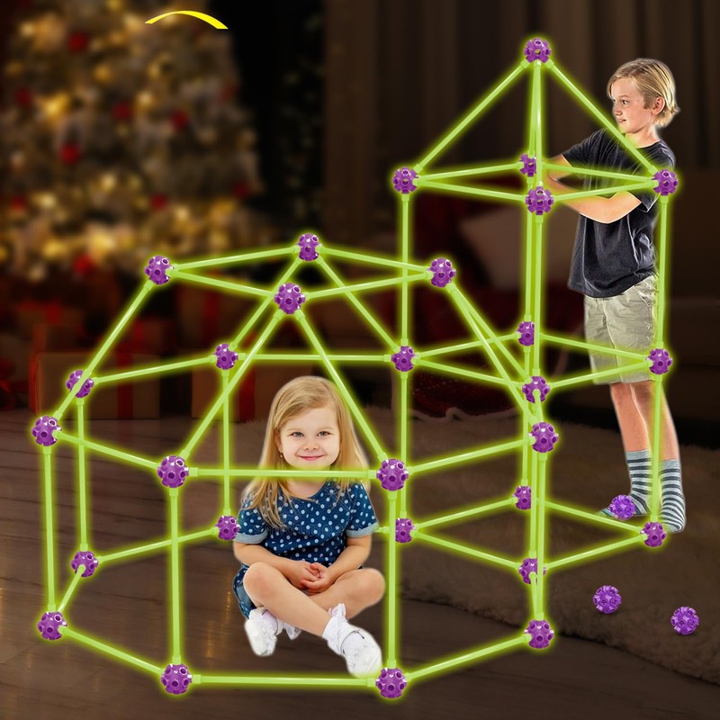 SpringFlower 100 PCS Glow in The Dark Fort Building Kit