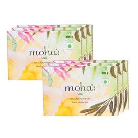 Moha Herbal Soap With Goodness Of Aloe Vera Gel, Basil & Neem, Bathing Soap, Face & Body Soap, Unisex Bathing Bar (Pack of 6)