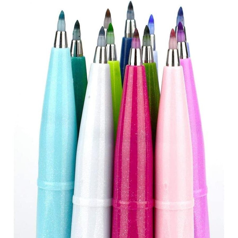 Pentel SES15C-D3 Brush Touch Sign Pen, Turquoise Green, 5 Pens