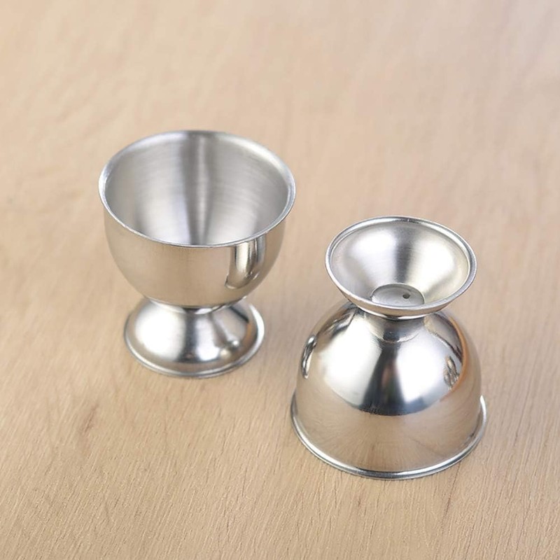 2 Pcs Silver Stainless Steel Egg Cups Holders Egg Tray