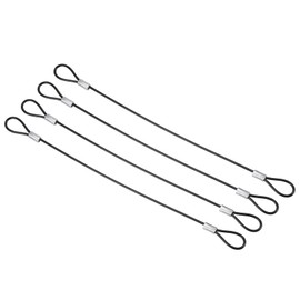 PATIKIL 4pcs 0.2M Safety Cable Lock Stainless Steel 2mm Diameter Security Wire Rope with Double Loops for Stage Lighting Luggage Lock Black