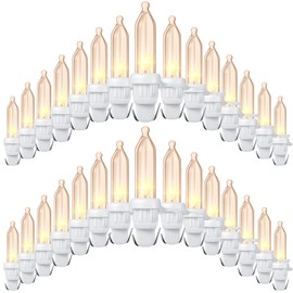 Remagr 240 Pcs Christmas LED Replacement Bulb Mini Wide Angle Xmas Tree Light Outdoor String for Garden Party Decor (White Base with Warm White Bulb)