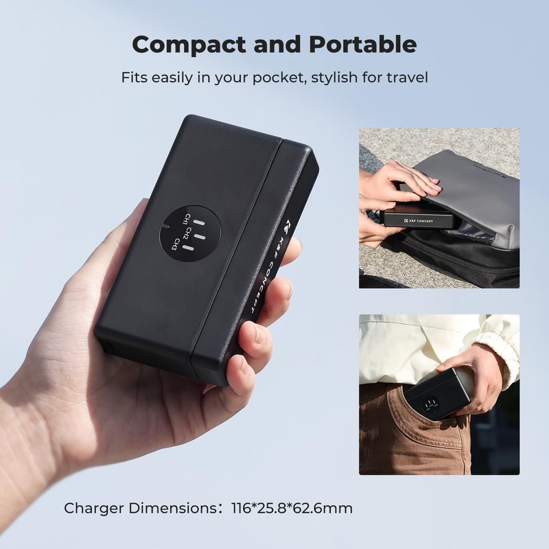 K&F CONCEPT OSMO 360 Battery Charger, 3-Slot Action 5 Pro
