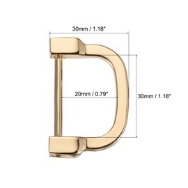 sourcing map U Shape Horseshoe D-Rings Screw Buckle for DIY Gold Tone 30 mm (1.18 Inches) Pack of 4, gold