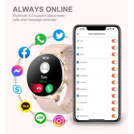 Smart Watch for Women (Make/Answer Call), 1.32" HD Full Touch Screen Smartwatch for Android iOS Phones Waterproof Fitness Tracker with AI Voice Control Heart Rate Sleep Pedometer, Gifts for Women Pink